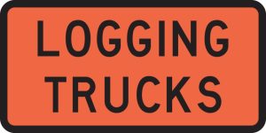 Reflective orange background, black writing sign