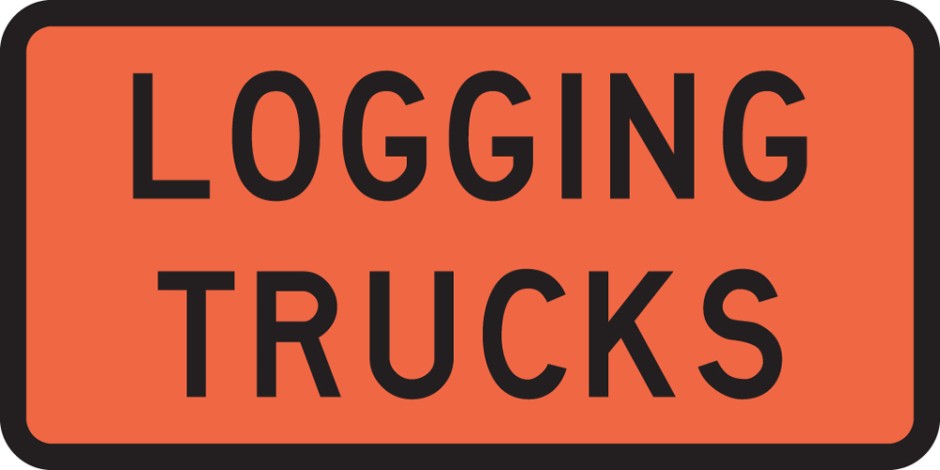 Reflective orange background, black writing sign