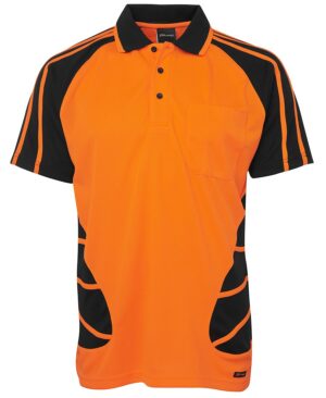 HI VIS S/S Spider Polo - Orange/Black