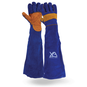 XcelArc Blue full arm welding gloves, 680mm heat resistant cowhide