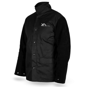 XcelArc black leather sleeved welding jacket with Kevlar stitched arms